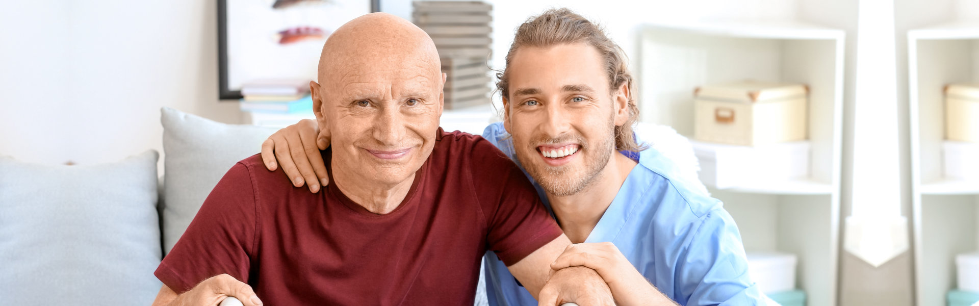 Caregiver and his patient smiling